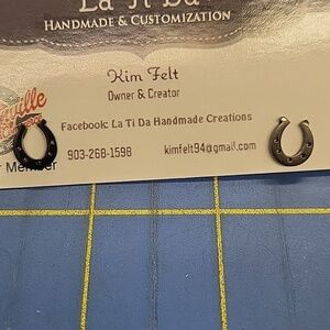 Black Horseshoe Stud 1/4" Earrings